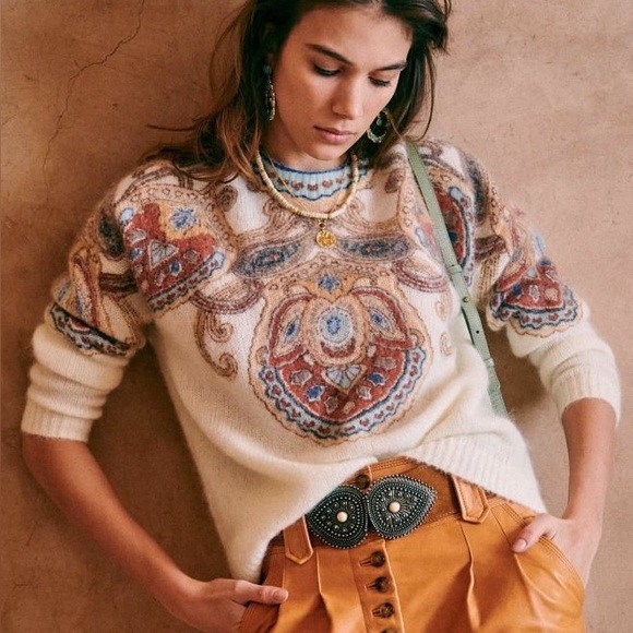 Sezane Sweaters - Sezane paisley printed mohair sweater